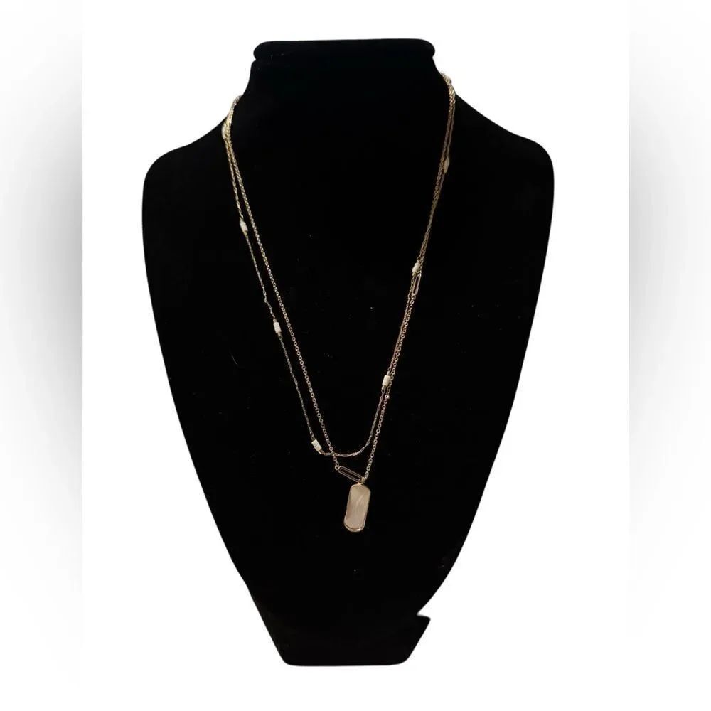 Unwritten Mother of Pearl Dog Tag 2-Piece Necklace Set - Gold Tone
